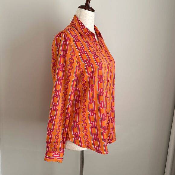 Maison d’Amelie Paris Women’s Retro Chains Silky Long Sleeve Button Up Blouse M - Picture 4 of 10